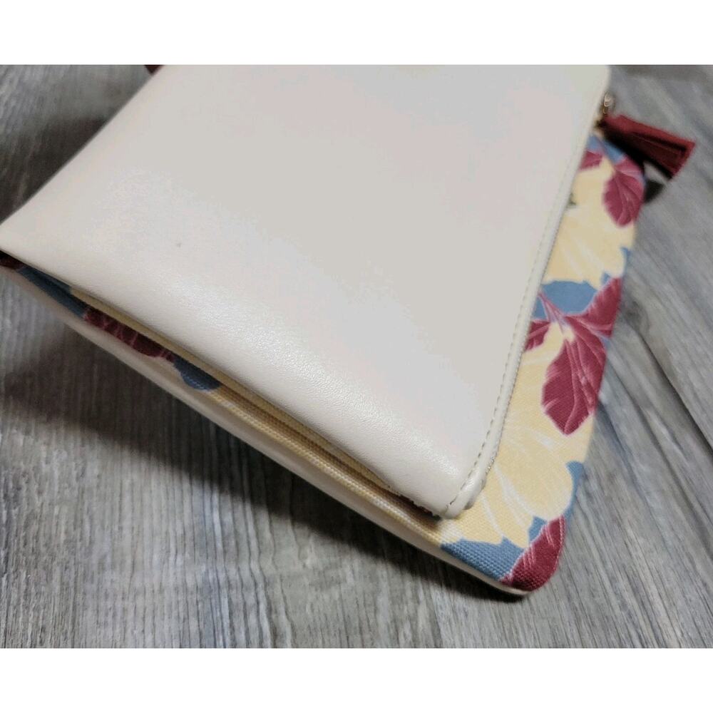 Rachel Pally Floral White Faux Leather Reversible Fold Over Zip Close Clutch